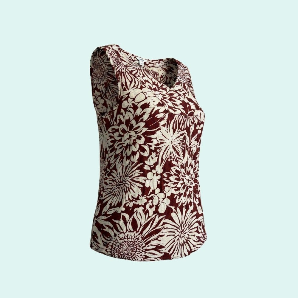 Sonoma Size L Red Floral Sleeveless Tank Top Casual Boho